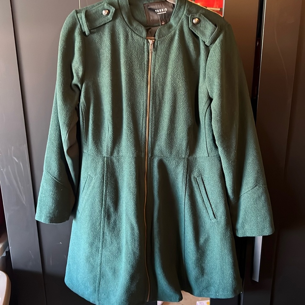 Torrid Size 1 - green dress coat - vintage style